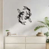 WallXpert metalni zidni ukras DCV-1014-MT, dva koi šarana, 40 x 40 cm, crni