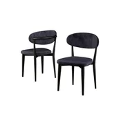 Hanah Home set trpezarijskih stolica Onex 6 kom, antracit bukle tkanina, crne drvene noge