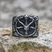 Prstan Baphomet Goat Satan - 11130-SI-BXG