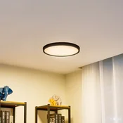 Lindby Smart LED stropna svetilka Pravin, O 40 cm, CCT, črna - Dnevna soba/jedilnica - Sodobni - mat črna, bela - Plastika