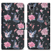 Cadorabo CADORABO Ohišje, združljiv s Huawei - Design Crane & Flowers št. 9 - Zaščitni pokrov z magnetnim zapiranjem, funkcijo stojala in režo za kartico, (20553589)