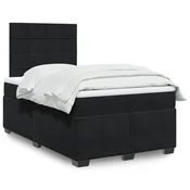 Box spring postelja z vzmetnico črna 120x190 cm žamet