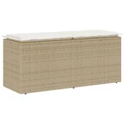 Vidaxl Vrtna klop z blazino Bež 110x40x44 cm poli ratan