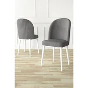 Hanah Home set trpezarijskih stolica Aste 6 kom, siva tkanina Babyface, bele metalne noge