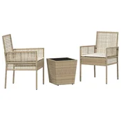 Vidaxl Vrtnik Bistro Set 3 szt. Bež poli ratan