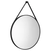 STAGO Okroglo ogledalo z usnjenim pasom, dia. 60 cm, črna mat barva - 60x45 cm - Aqualine - 24 - Aluminij - Obroč - 600 - 600 - Framed mirrors - 14