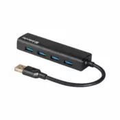USB (3.0) HUB 4-portni, Quadro Express, črn, Defender, kompakten.
