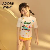 Adoreswim Jednodelni kupaći kostim za devojčice, Žuto-beli