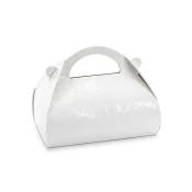 Bele papirnate škatle za pecivo s bisernim vzorom 16x15x8 cm – 10 kos