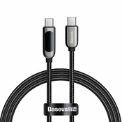BASEUS baseus usb type c - kabel usb type c 100 w (20 v/5 a) 1 m power delivery with display screen power meter black (catsk-b01)