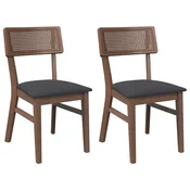 Vidaxl Jedilni stoli z blazinami 2 kosa Brown Solid Wood Rubber