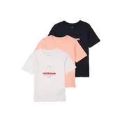 Jack & Jones Junior Majica mornarska / marelica / temno rdeča / bela