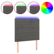 Vidaxl LED posteljno vzglavje temno sivo 100x5x118/128 cm žamet