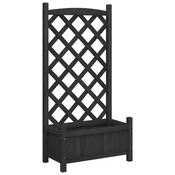 Vidaxl Cvetlični lonec z rešetko črn 55x29,5x110 cm masiven les jelka