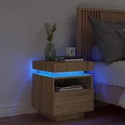 Nocni ormaric s LED svjetlima boja hrasta sonome 40x39x48,5 cm