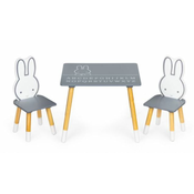 Djecji drveni stol Bunny + 2 stolice