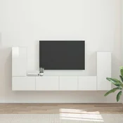 Set TV komoda 4 pcs Visoki sjaj bijela Konstruirano drvo