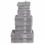 Vidaxl Komplet brisač iz bombaža 12-delni SOLUND siva 600 gsm