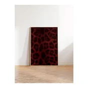 WallXpert uramljena slika 115237, leopard šara u bordo i crnoj boji, 50 x 70 cm, ram u boji prirodnog drveta