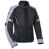 Ženska motoristicka jakna Oxford Iota 1.0 Air crno-sivo-roza