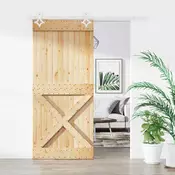 vidaXL Drsna vrata Naravna in bela 90 x 210 cm Masiven borov les