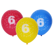 Napihljiv balon 30cm - set 5 kom, s številko 6