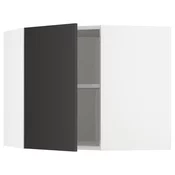 METOD Ugaoni zidni element s policama, bela/Nickebo boja antracita, mat, 68x60 cm