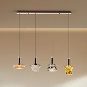 Schuller Valencia LED obesna svetilka Scarlett, barvita, dolžina 108 cm, steklo, 4-svetilna. - Dnevna soba/jedilnica - jantar, baker, prozoren, srebro, bron