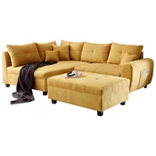 ECKSOFA inkl. Hocker tekstil, drvni materijal žuta