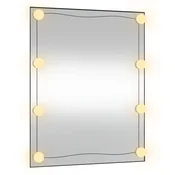 Vidaxl Stensko ogledalo z LED lučmi 50x60 cm stekleno pravokotno