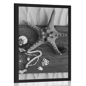 Plakat zakladi morja na lesu v črnobeli varianti - 30x45 no frame