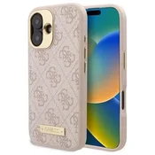 slomart Etui Guess 4G Logo Plate MagSafe za iPhone 16 - roza