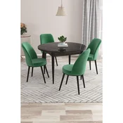 Hanah Home trpezarijski set Kea, sto i 4 stolice, ploca u dekoru crnog mermera, smaragdno zelena tkanina Babyface