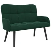 Vidaxl Kavč za 2 osebi Temno zelena 115 x 61 x 87 cm Žamet