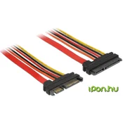 DELOCK Delock trdi disk podaljšek [1x kombiniran moški konektor SATA, 15 + 7 polov - 1x kombiniran ženski konektor SATA, 15 + 7 polov] 0.1 m črna, rdeča, rum, (20530664)