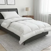 vidaXL Set odeje in blazine 2 pcs 150x200 cm 4 letni časi 220 GSM Bela