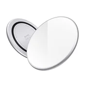 shumee Crong PowerSpot hitri brezžični polnilnik - aluminijast Qi 15W USB-C brezžični polnilnik s prevleko iz kaljenega stekla (srebrno bel)