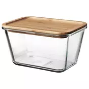 IKEA 365+ Posuda za hranu s poklopcem, pravougaono staklo/bambus, 1.8 lPrikaži specifikacije mera