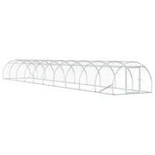 vidaXL Hiša za kokoši Srebrna 1000 x 150 x 100 cm Pocinkano jeklo