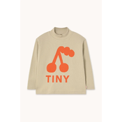 Otroška bombažna majica z dolgimi rokavi Tinycottons CHERRY GRAPHIC RIB MOCKNECK bež barva, AW25-329