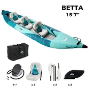 Kajak Aqua Marina BETTA 475 157 za 3 osebe - 475 cm - 80 cm - 15 kg - 230 kg - Večplastni PVC - 3 vesla - Rekreativne ture - 3