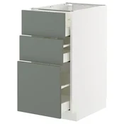 METOD / MAXIMERA Podni element s 3 fioke, bela/Nickebo mat sivozelena, 40x60 cm