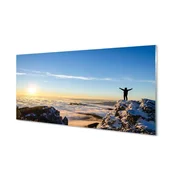 tulup.si Zidna obloga za kuhinju Mountain človek oblaki vzhod 100x50 cm