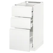 METOD / MAXIMERA Pod.orm.3front/2dnj/1srd/1vis.fiok, bela/Voxtorp matirano bela, 40x60 cm