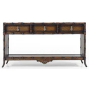 Casa Padrino Luxury Vintage Style Console Brown 184 x 39 x H. 88 cm - Solid Wood Console Table with 3 Drawers - Solid Wood Furniture - Vintage Style Furniture - Luxury Furniture