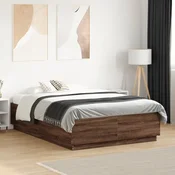 Okvir za krevet s LED svjetlima boja hrasta 120 x 190 cm drveni