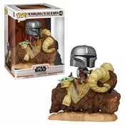 Figura Funko POP! Star Wars Mandalorian Deluxe - Mando on Bantha with Child in Bag