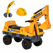 HOMCOM Igrača za strgalo 2 v 1 z bagrom in priključkom, skriti predal, igrača za vožnjo za otroke od 2 do 3 let, 90x28x58cm, rumena