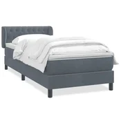Vidaxl Box Spring postelja z vzmetnico Temno siva 90x220 cm Velvet