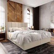 Tapecirani krevet boxspring MERALIS 160x200 cm bež boja Madrac: Bonell opružni madrac